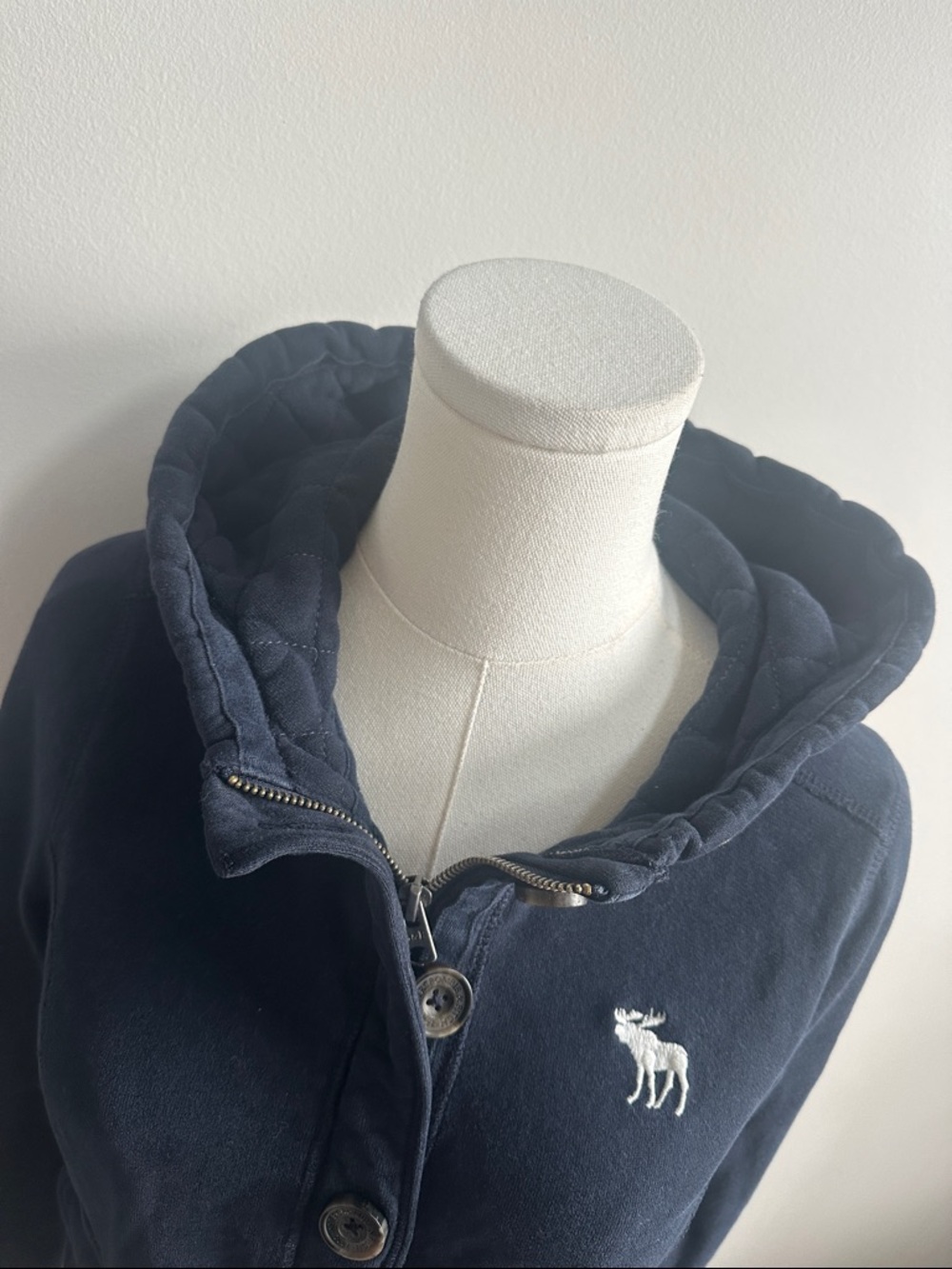 Abercrombie & Fitch M Hooded Button Up Bomber Jacket Sweatshirt Y2K Bella Swan - Picture 3 of 10